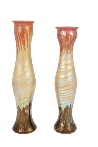 Paire de vases Johann Loetz Witwe PG 358 décoration vers 1900 - Art nouveau