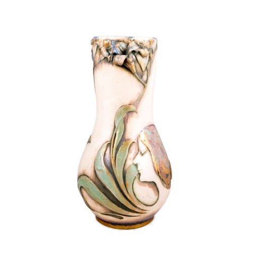 Grand vase avec fleur en relief Amphore vers 1900 Art nouveau