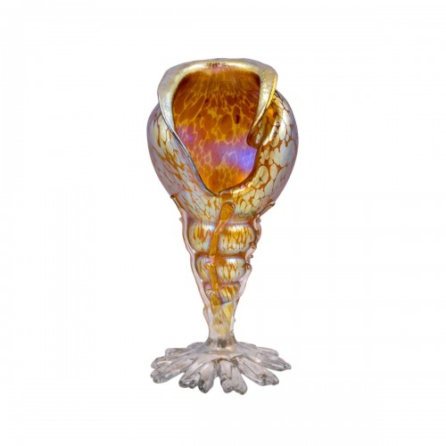 Loetz Conch Shell Vase Candia Papillon ca. 1900 Art Nouveau Glass 