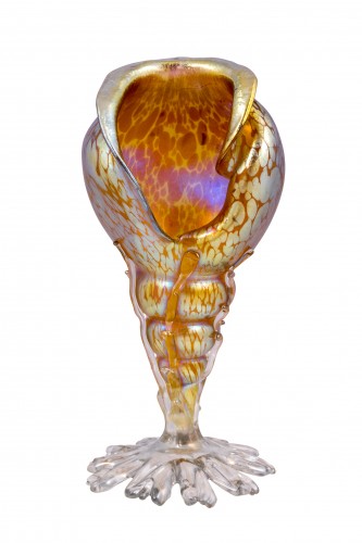 Loetz Conch Shell Vase Candia Papillon ca. 1900 Art Nouveau Glass  - Art nouveau