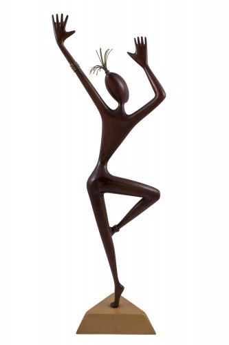 XXe siècle - Danseuse Hagenauer Autriche Bois sculpté Laiton circa 1950