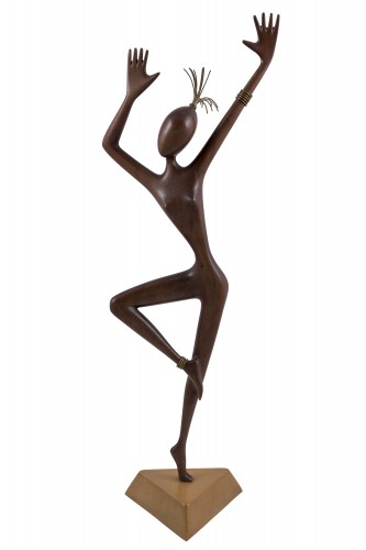 Années 50-60 - Danseuse Hagenauer Autriche Bois sculpté Laiton circa 1950