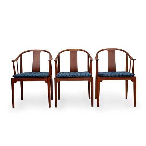 3 China Chairs Hans J. Wegner Fritz Hans 1981 Mahogany Mid-Century Design