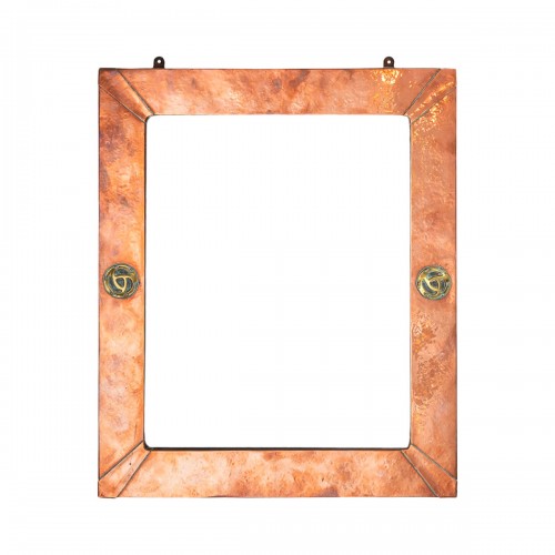 Art Nouveau Copper Mirror with gilded brass Elements around 1900