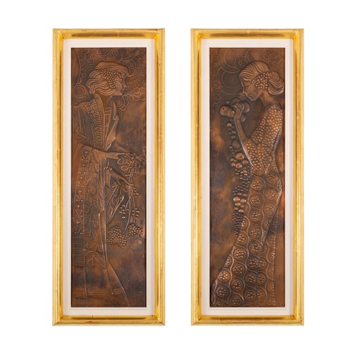 Paire de reliefs Dionysos et Déméter Georg Klimt env. 1900