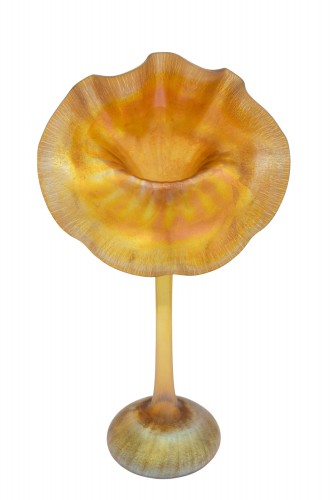 Vase "Jack-in-the-pulpit" Louis C. Tiffany 1906 signé - Verrerie, Cristallerie Style Art nouveau