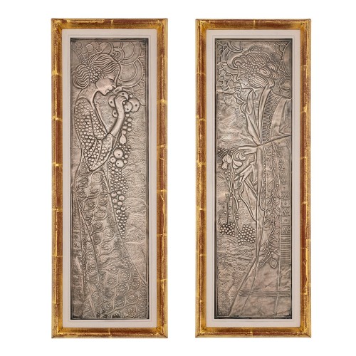 Pair of copper reliefs Demeter und Dionysus Georg Klimt ca. 1900 