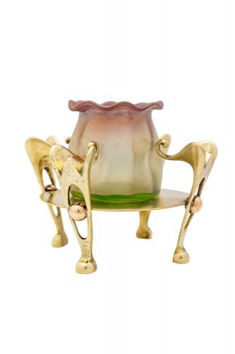 20th century - Vase in brass mount Antoinette Krasnik Johann Lotz Witwe ca. 1900