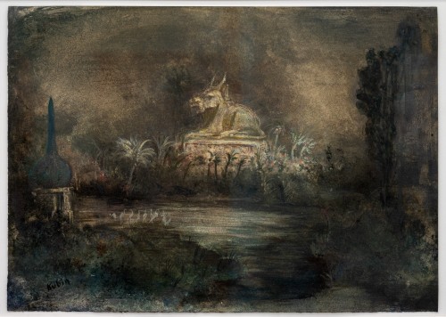 Aquarelle gouache « Tombeau chinois » Alfred Kubin vers 1906 - Florian Kolhammer