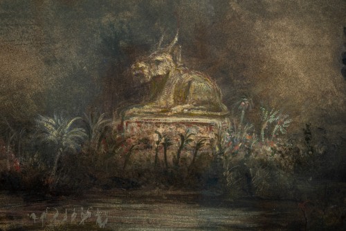 XXe siècle - Aquarelle gouache « Tombeau chinois » Alfred Kubin vers 1906