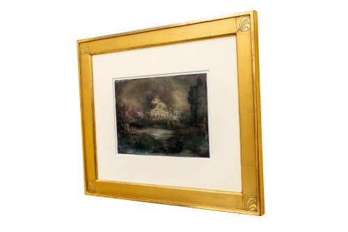 Aquarelle gouache « Tombeau chinois » Alfred Kubin vers 1906 - Art nouveau