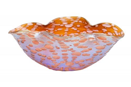 20th century - Viennese Art Nouveau bowl Johann Loetz Witwe Orbulin decoration ca. 1900
