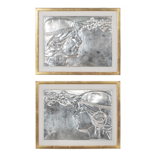 Paire de panneaux Art nouveau Georg Klimt vers 1900