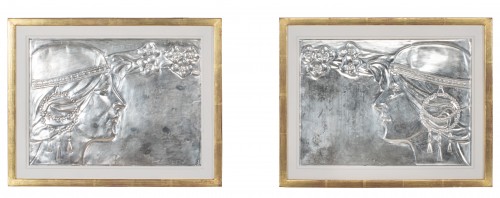 Paire de panneaux Art nouveau Georg Klimt vers 1900 - Art nouveau