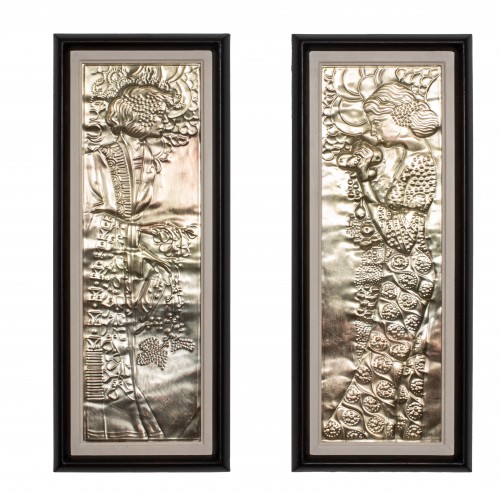 Paire de panneaux Jugendstil « Déméter et Dionysos » Georg Klimt, vers 1900