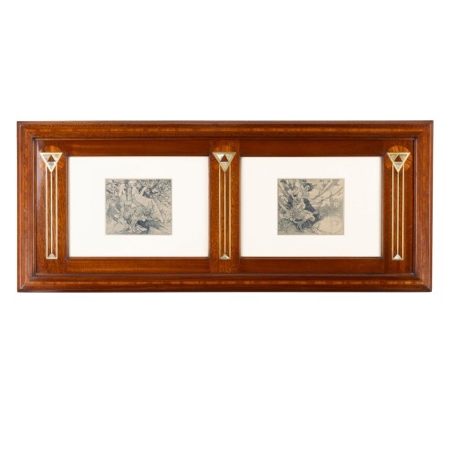 Cadre Joseph Urban vers 1904 bois gravés originaux Alfons Mucha Ver Sacrum (1898)