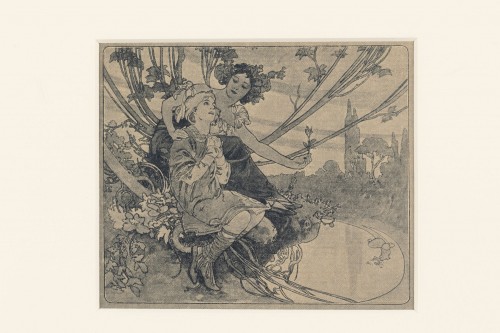 frame Josef Urban ca. 1904 original woodcuts Alfons Mucha Ver Sacrum (1898) - Art nouveau