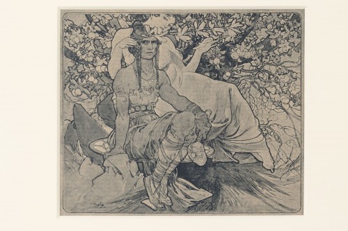 Art nouveau - frame Josef Urban ca. 1904 original woodcuts Alfons Mucha Ver Sacrum (1898)