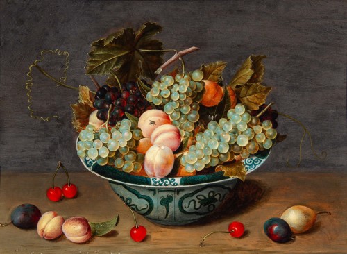 Attributed to Isaak Soreau - A Still Life of Apricots and Grapes