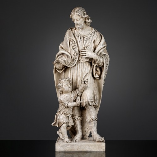 Saint Joseph et l’Enfant Jésus, Attribué à Hendrik Frans Verbruggen - Sculpture Style Louis XIV