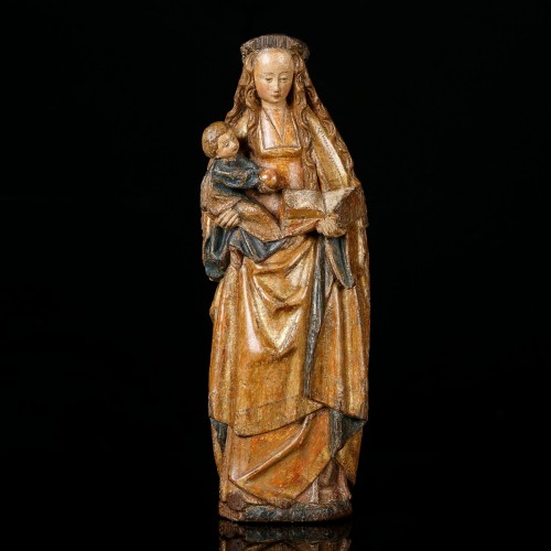 Vierge à l’Enfant, Premier quart du 16e siècle - Sculpture Style Moyen Âge