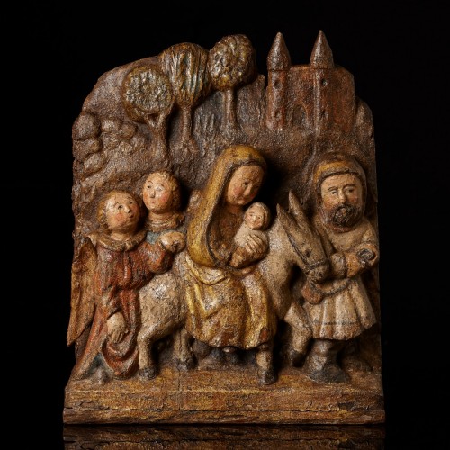 The Flight into Egypt, Southern Germany circa 1470 - Sculpture Style Middle age