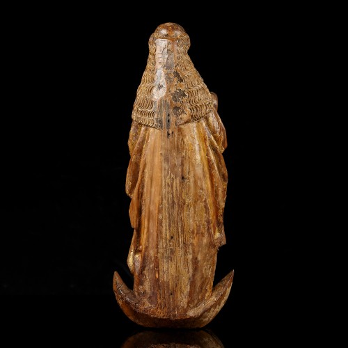 La Vierge à l’Enfant sur le croissant de lune - Sculpture Style Moyen Âge