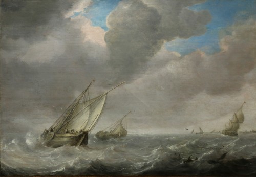 Willem van Diest ( c.1610 – 1663/73) - Marine avec 'Smalschepen' 