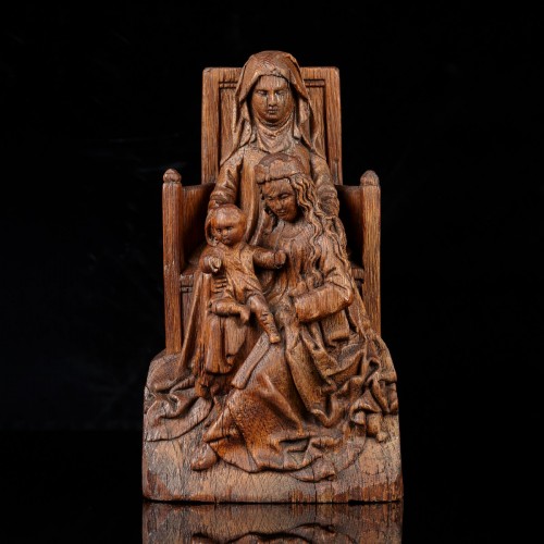 Sainte Anne Trinité, Pays-Bas du Nord Premier quart du XVIe siècle - Sculpture Style Moyen Âge