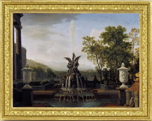 An Architectural Capriccio of an Italianate Palatial Garden - Isaac de Moucheron (1667-1744) - Paintings & Drawings Style 