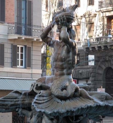 Paintings & Drawings  - Three elegant Musicians at the Fontana del Tritone, An Allegory on Harmony