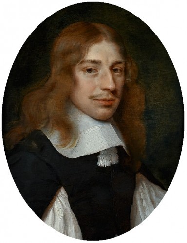 Isaack Luttichuys (1616 – 1673) - A Portrait of a young Man wearing a black Costume with a white Collar