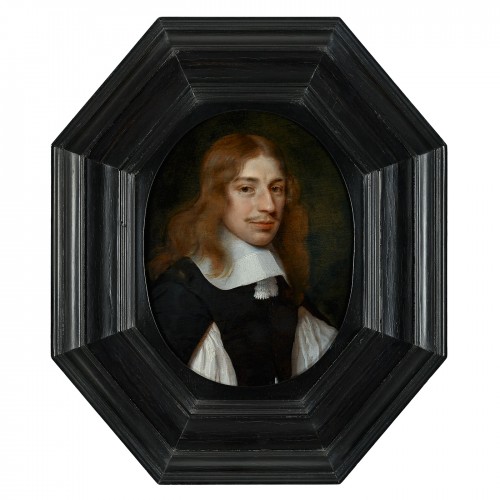 Isaack Luttichuys (1616 – 1673) - Portrait d’un jeune Homme vêtu d’un Costume noir avec un Col blanc - Tableaux et dessins Style 