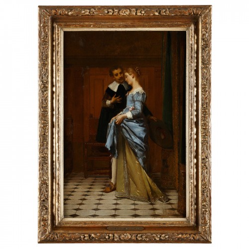 An elegant Couple in an Interior - Paintings & Drawings Style 