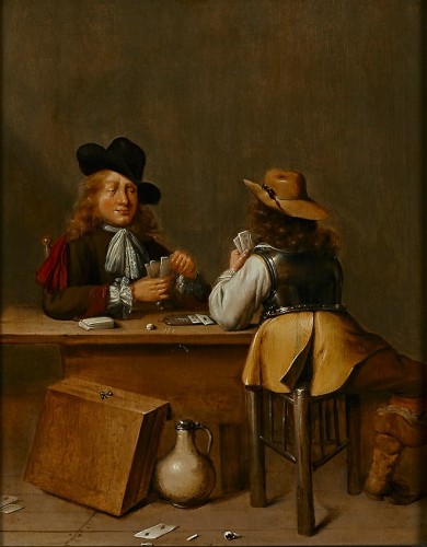 Un Intérieur avec deux Hommes jouant aux Cartes - Jan Olis (1610-1676)