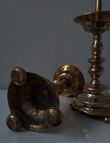 17th century - A pair of Baluster Pricket Candlesticks 
