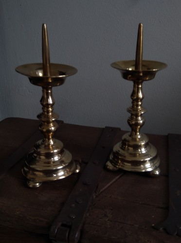 Renaissance - A pair of Baluster Pricket Candlesticks 