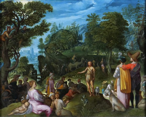 A wooded Landscape with the Sermon of Saint John the Baptist
