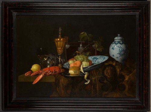 Still life with lobster and vase - Claes BERGOIJS (?-1668) - Paintings & Drawings Style 