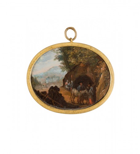 Un convoi, médaillon en cuivre - Peeter Gysels (1621-1690)