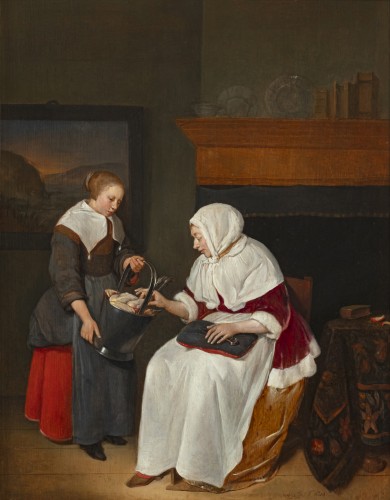 Dame avec sa femme de chambre par Quiringh Gerritsz. van Brekelenkam (1622-1668)