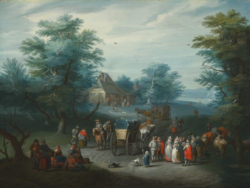 L'arrivée au marché du convoi, attribué à Karel BESCHEY (1706-1770)