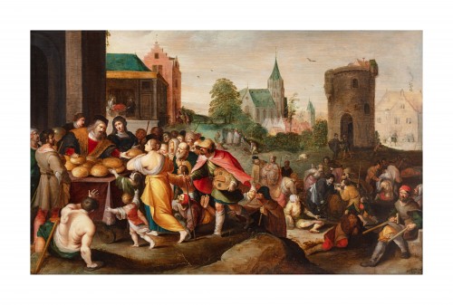 Les sept oeuvres de miséricorde par FRANS FRANCKEN II (1642-1681) - Tableaux et dessins Style 