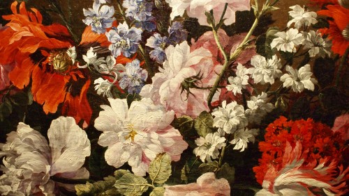 Bouquet de fleurs sur un entablement - Jean-Baptiste Monnoyer (1636-1699) - Tableaux et dessins Style 
