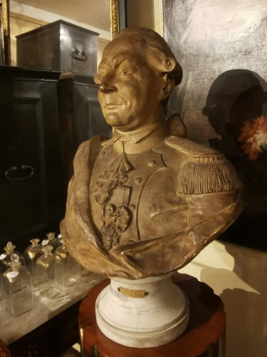 Buste représentant le Bailly de Suffren. 1729-1789 - Sculpture Style 