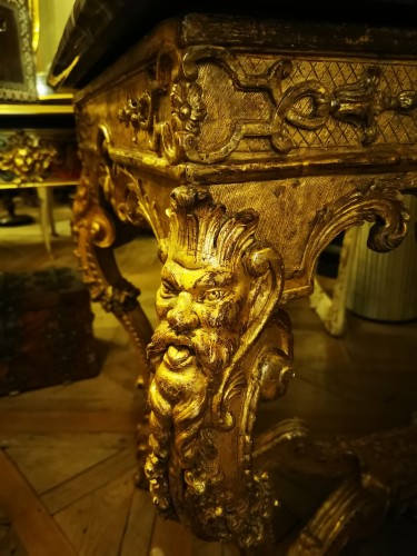 Furniture  - Regence period gilded wood game table