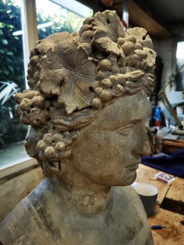 Stone bust representing Bacchus - 