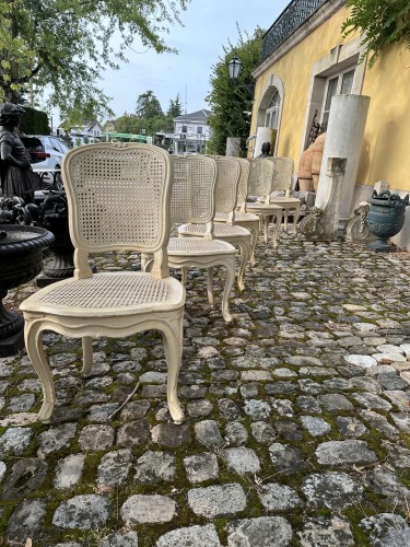 Antiquités - Set of six Louis XV caned chairs