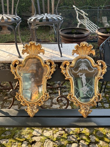 Antiquités - Paire de miroirs italiens