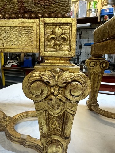 Paire de tabourets fin 19e de style Louis XIV - 